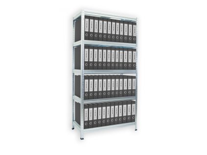 Regál na šanony Biedrax 35 x 120 x 180 cm, pozinkovaný - 5 polic bílé lamino 12mm
