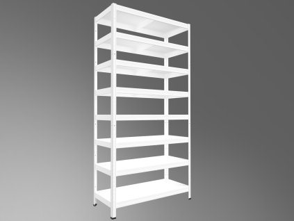 Regał metalowy do magazynu Biedrax 40 x 60 x 240 cm, biały - 8 półek metalowych
