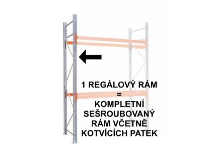 Paletový regál - regálový rám 250  cm, pozinkovaný