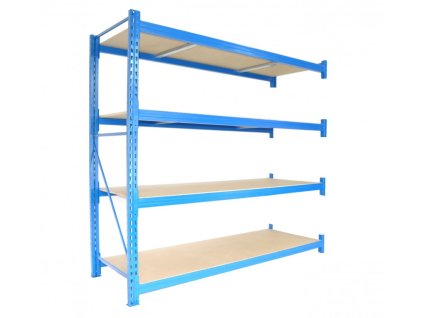 Profesionální regál Biedrax přídavný 60 x 100 x 250 cm, 4 police - nosnost 350 kg/police, modrý