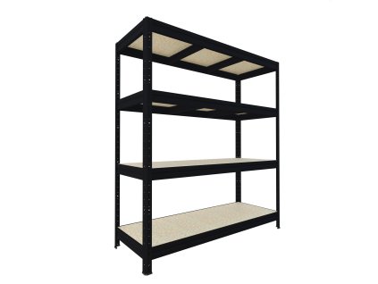 Duży regał Biedrax 60 x 240 x 177 cm, 4 półki - czarny/płyta wiórowa JSD 10 mm, nośność półki 200 kg