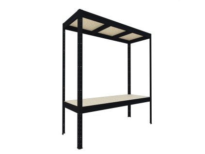 Velký regál Biedrax 60 x 200 x 177 cm, 2 police - černý/JSD 10 mm, 350 kg/pol.