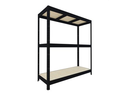 Veľký regál Biedrax 60 x 160 x 177 cm, 3 police - čierny/drevotrieska JSD 10 mm, 400 kg/pol.