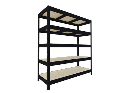 Velký regál Biedrax 60 x 160 x 177 cm, 5 polic - černý/JSD 10 mm, 400 kg/pol.