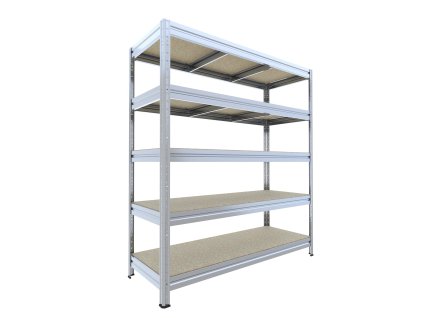 Duży regał Biedrax 60 x 200 x 177 cm, 5 półek - ocynk/płyta wiórowa JSD 15 mm, 350 kg/półkę