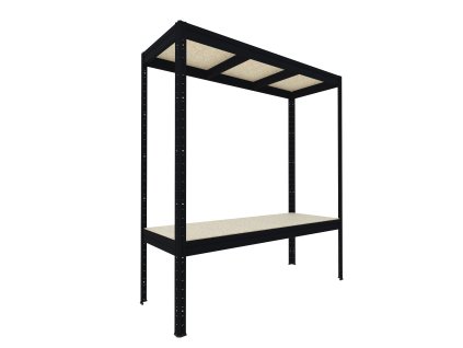 Veľký regál Biedrax 60 x 240 x 177 cm, 2 police - čierny/drevotrieska JSD 15 mm, nosnosť police 200 kg