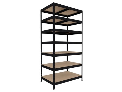 Regał metalowy do spiżarni Biedrax 50 x 75 x 240 cm, czarny - 7 półek MDF