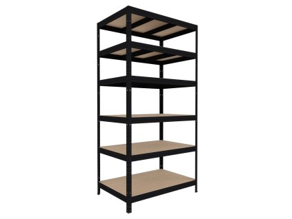Regał techniczny Biedrax 60 x 120 x 270 cm, czarny, 6 półek MDF, nośność 200 kg na półkę