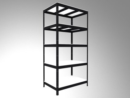 Regál do spíže Biedrax 50 x 120 x 180 cm, černý, 5 polic bílé lamino 12mm, nosnost 200 kg na polici
