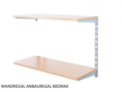 Nástěnný regál přídavný 20 x 40 x 50 cm, stříbrný - 2 police buk