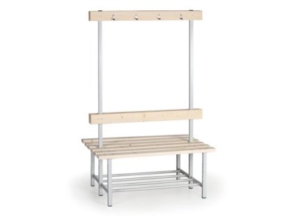 Lavička s věšáky a roštem do šatny LS7499 - délka 1 m