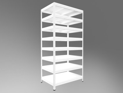 Metallregal mit weissböden Biedrax 45 x 120 x 270 cm weiss - 8 Laminatboden weiss 12 mm