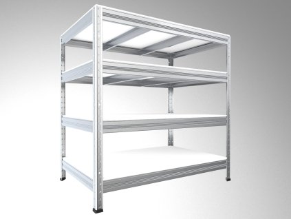 Metallregal mit weissböden Biedrax 35 x 90 x 120 cm verzinkt - 4 Laminatboden weiss 12 mm