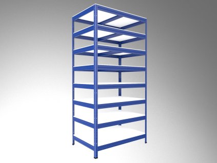 Kovový regál Biedrax 60 x 75 x 240 cm, modrý - 8 polic bílé lamino 12mm