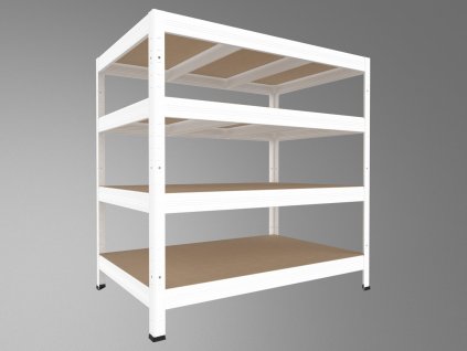 Garagenregal mit Holzböden Biedrax 60 x 120 x 120 cm weiss - 4 Fachböden MDF