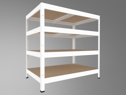 Kovový regál do garáže Biedrax 60 x 75 x 120 cm, bílý - 4 police MDF