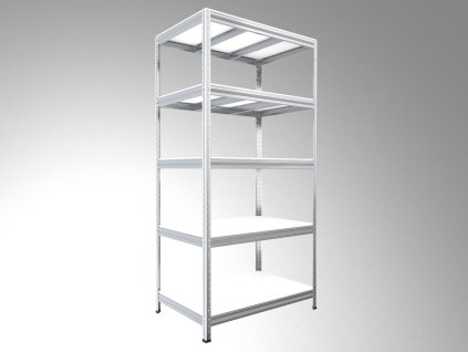 Garagenregal mit weissböden Biedrax 50 x 90 x 240 cm verzinkt - 5 Laminatboden weiss 12 mm