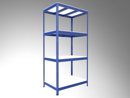 Kovový regál do garáže Biedrax 50 x 120 x 180 cm, modrý - 4 police biele lamino 12mm