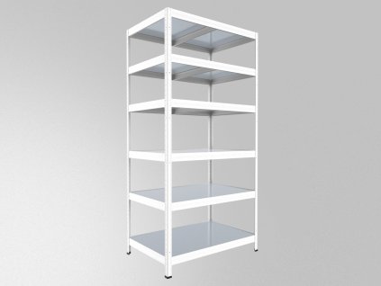 Garagenregal mit Metallböden Biedrax 50 x 60 x 180 cm weiss - 6 Böden verzinkt