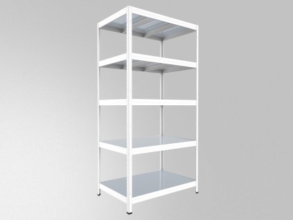 Regał metalowy do garażu Biedrax 35 x 120 x 240 cm, biały - 5 półek ocynk