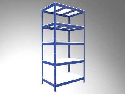 Kovový regál do sklepa Biedrax 35 x 120 x 240 cm, modrý - 5 polic bílé lamino 12mm