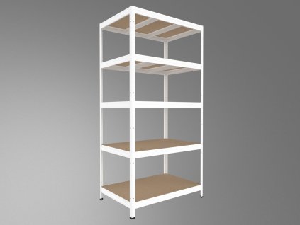 Regał metalowy do spiżarni Biedrax 45 x 90 x 210 cm, biały - 5 półek MDF, 300 kg