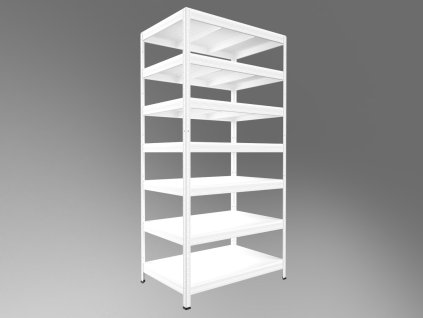 Regál do spíže Biedrax 45 x 120 x 270 cm, bílý, 7 polic bílé lamino 12mm, nosnost 200 kg na polici