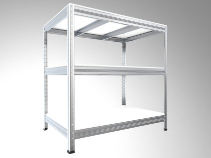 Kovový regál do špajze Biedrax 35 x 120 x 120 cm, pozinkovaný - 3 police biele lamino 12mm