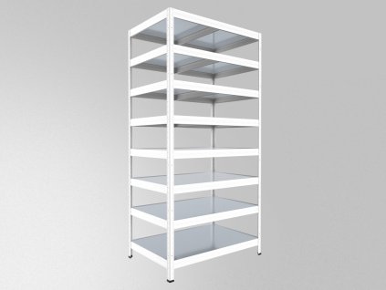Regál do spíže Biedrax 45 x 75 x 240 cm, bílý, 8 polic plech zinek, nosnost 150 kg na polici