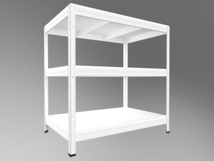 Regał metalowy do warsztatu Biedrax 35 x 120 x 90 cm, biały - 3 półki białe laminowane 12mm