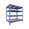 Regał do magazynu Biedrax 35 x 120 x 90 cm, niebieski, 4 półki MDF, nośność 200 kg na półkę