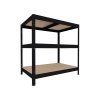 Regał do warsztatu Biedrax 35 x 90 x 90 cm, czarny, 3 półki MDF, nośność 200 kg na półkę