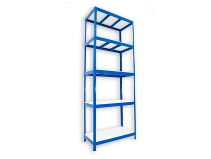 Regał metalowy domowy Biedrax 60 x 90 x 240 cm, niebieski - 5 półek białe laminowane 12mm, 275 kg