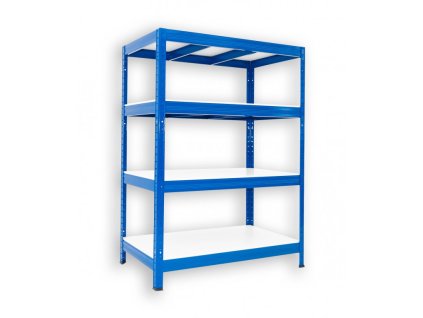 Regał metalowy domowy Biedrax 45 x 120 x 90 cm, niebieski - 4 półki białe laminowane 12mm