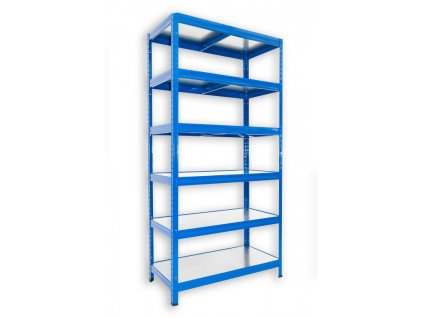Regał metalowy domowy Biedrax 50 x 60 x 180 cm, niebieski - 6 półek ocynk