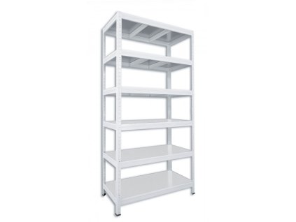 Regał metalowy do magazynu Biedrax 35 x 120 x 180 cm, biały - 6 półek ocynk