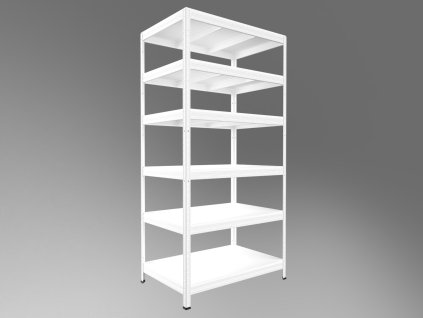 134291 5 regal metalowy polkowy biedrax 50 x 120 x 180 cm bialy 6 polek bialych laminowanych 12mm