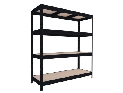 Duży regał Biedrax 60 x 240 x 177 cm, 4 półki - czarny/MDF 6 mm, 300 kg/półkę