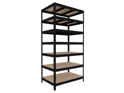 204653 regal metalowy do magazynu biedrax 50 x 120 x 210 cm czarny 7 polek mdf