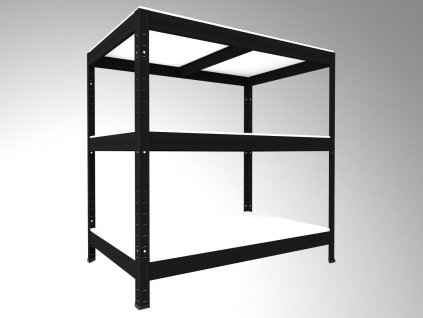 218711 8 regal metalowy biedrax 50 x 60 x 90 cm czarny 3 polki biale laminowane 12mm nosnosc 200 kg na polke