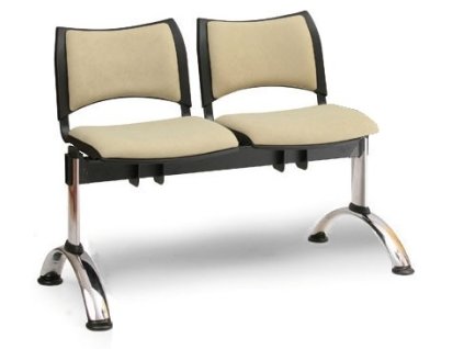 Ławka do poczekalni tapicerowana Smart Biedrax LC9218z - chromowana podstawa