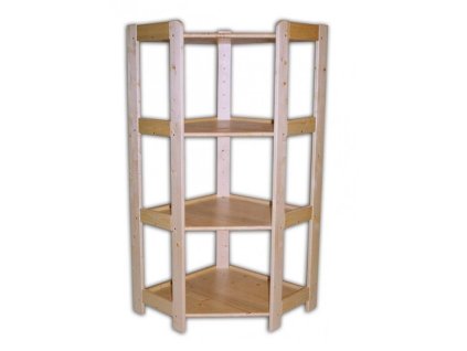 Drewniany regał z drewna litego - rogowy 70 x 70 x 127,5 cm, 4 półki