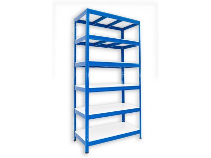 Regał metalowy Biedrax 60 x 90 x 180 cm, niebieski - 6 półek białe laminowane 12mm, 275 kg