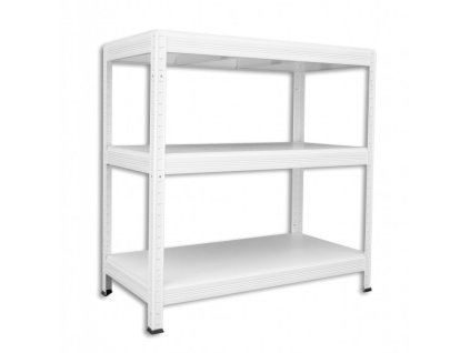 Regał metalowy Biedrax 60 x 120 x 90 cm, biały - 3 półki białe laminowane 12mm