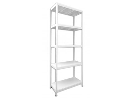 Regał metalowy Biedrax 35 x 75 x 240 cm, biały - 5 półek białe laminowane 12mm, 275 kg