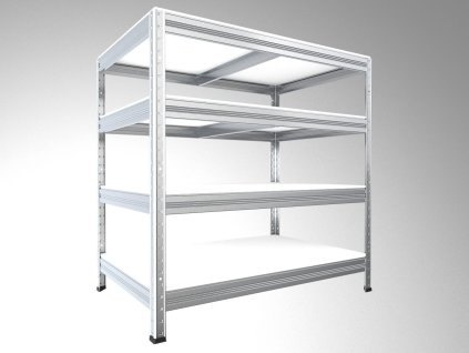 60188 5 regal metalowy biedrax 45 x 90 x 90 cm ocynkowany 4 polki biale laminowane 12mm