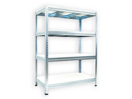 Regał metalowy Biedrax 35 x 75 x 90 cm, ocynkowany - 4 półki białe laminowane 12mm, 275 kg