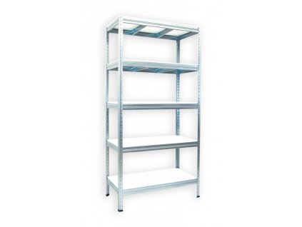 Regał metalowy Biedrax 45 x 90 x 180 cm, ocynkowany - 5 półek białe laminowane 12mm, 275 kg