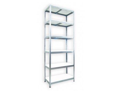 Regał metalowy Biedrax 35 x 60 x 210 cm, ocynkowany - 6 półek białych laminowanych 12mm