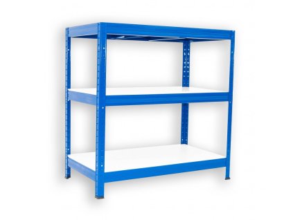 Regał metalowy do garażu Biedrax 45 x 90 x 90 cm, niebieski - 3 półki białe laminowane 12mm, 275 kg